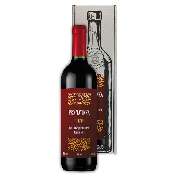 Dárkové červené víno 0,75 l pro tatínka – Merlot0