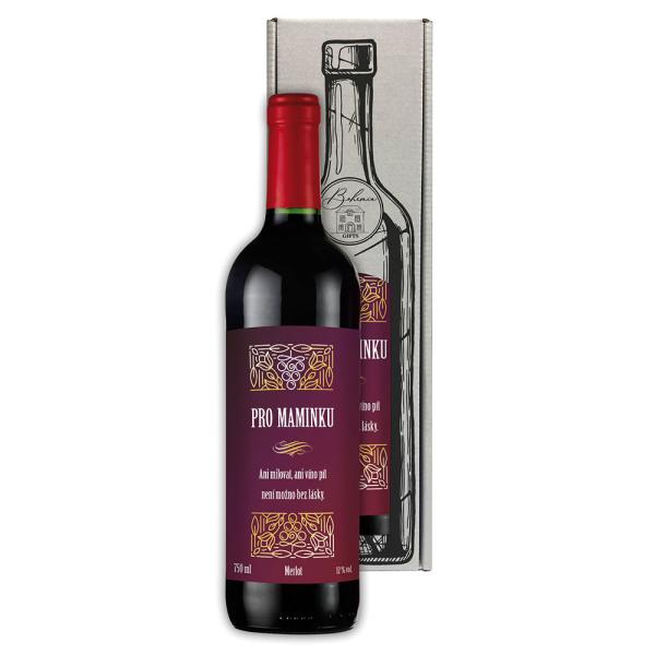 Dárkové červené víno 0,75 l mamince – Merlot0